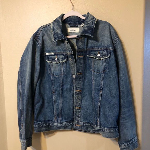 fear of god essentials denim trucker jacket